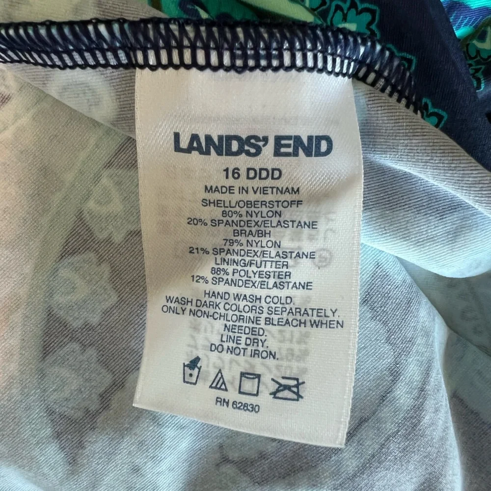 Lands' End blue and turquoise paisley tankini top halter neck Size 16 DDD
